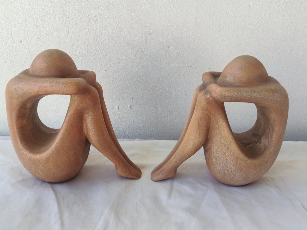 Pair of Ceramic Abstract Figurines