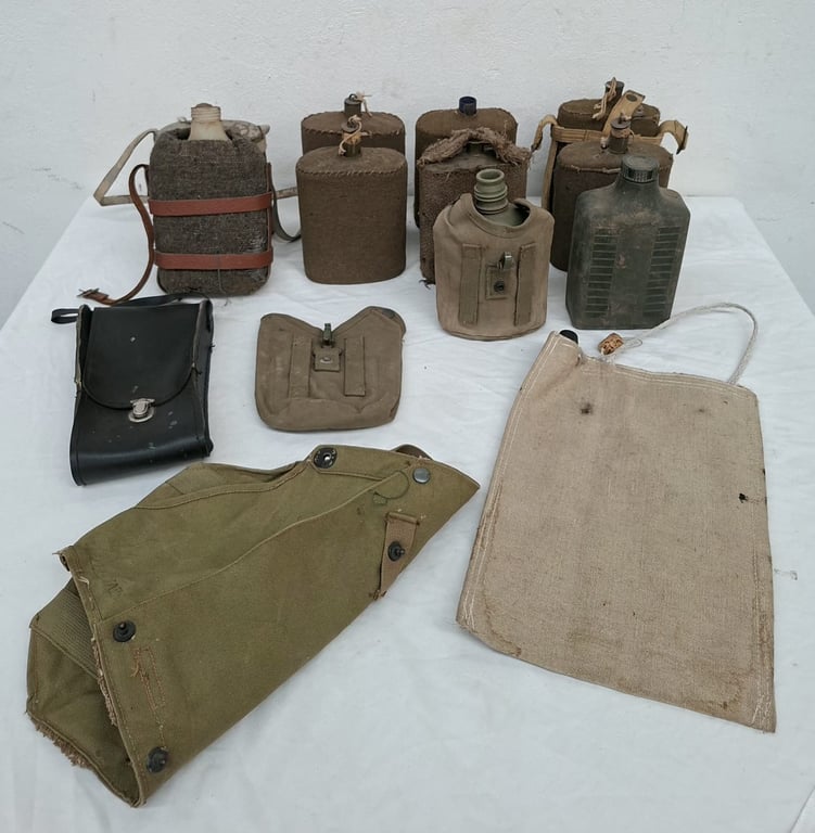 Military Water Canteens with Canvas Covers