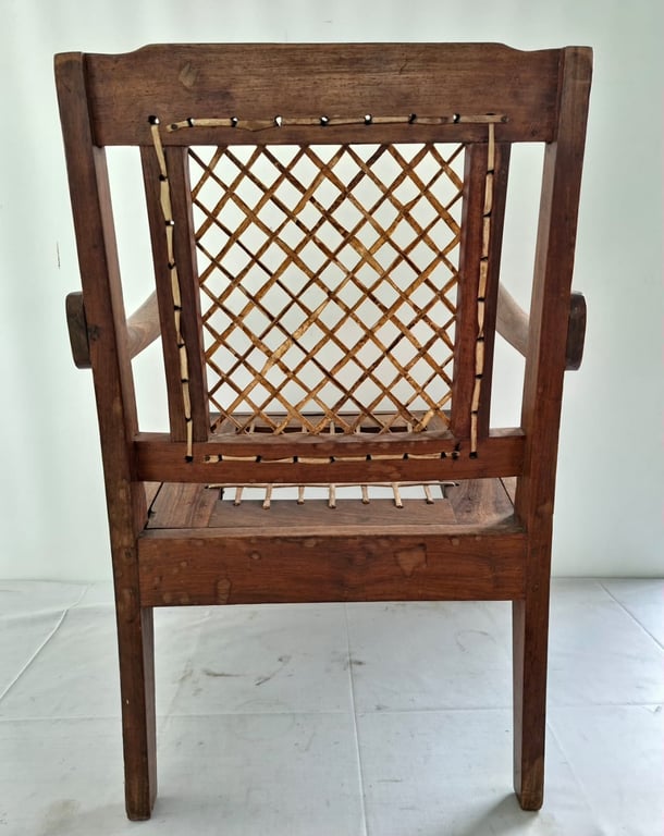 Vintage Cane-Back Wooden Armchair