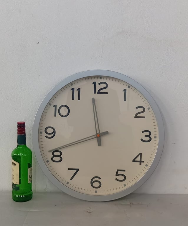 A large round analog wall clock