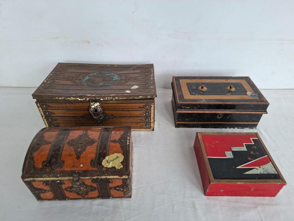 Collection of Vintage Decorative Wooden and Lacquered Trinket Boxes