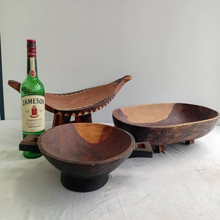 Hand Carved Wooden Bowls & Platter