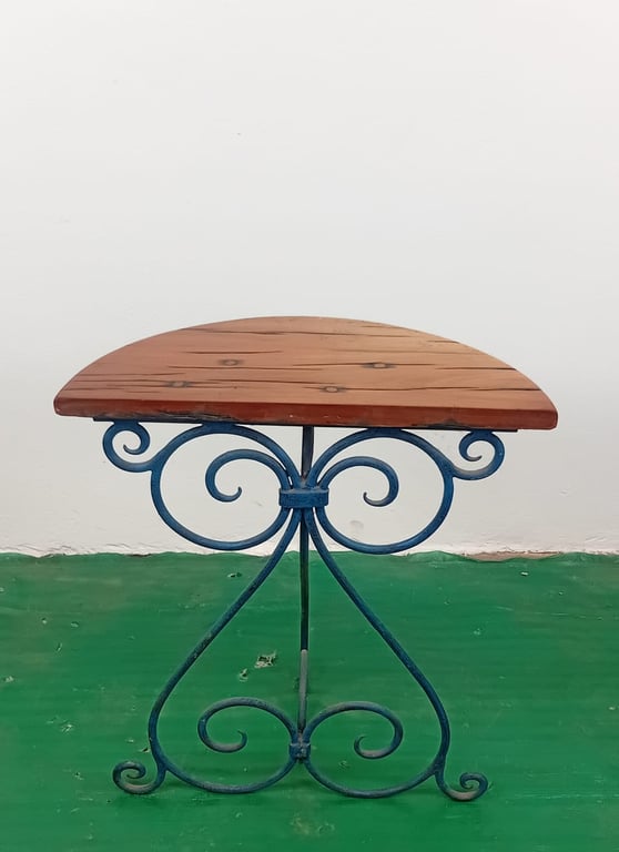 Decorative Wrought Iron Table With Wood Top