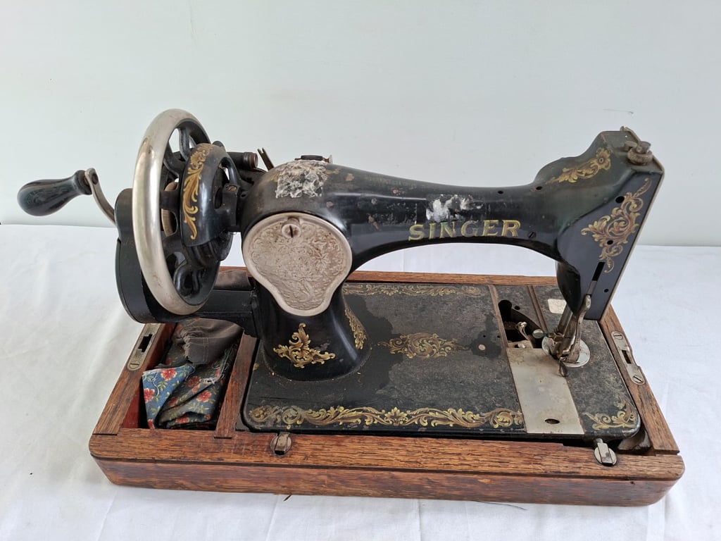 Pair of Vintage Hand-Crank Sewing Machines