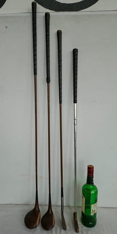 Collection of Vintage Wooden Golf Clubs