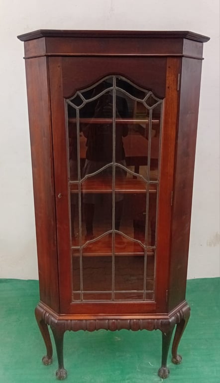 Vintage Corner Display Cabinet With Key