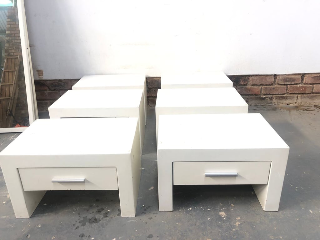 White Pedestal Side Tables x 6