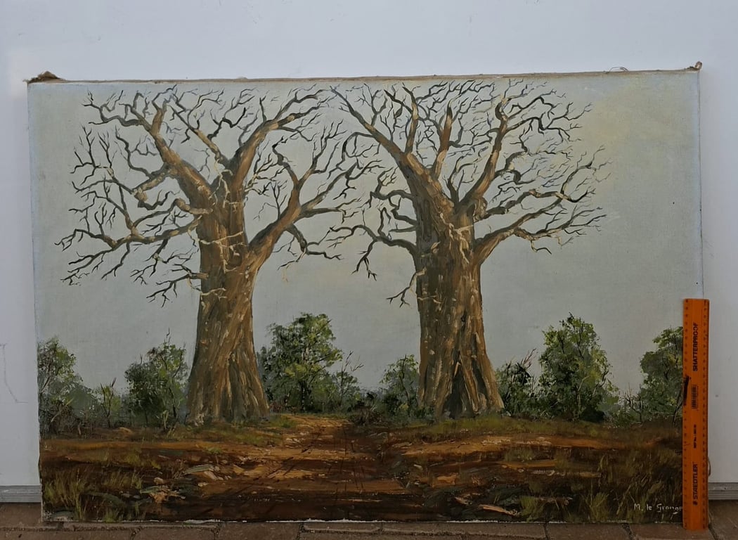 Landscape Painting of Two Baobab Trees
