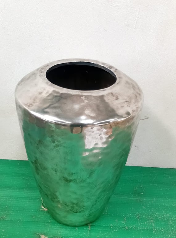 Silver metal vase