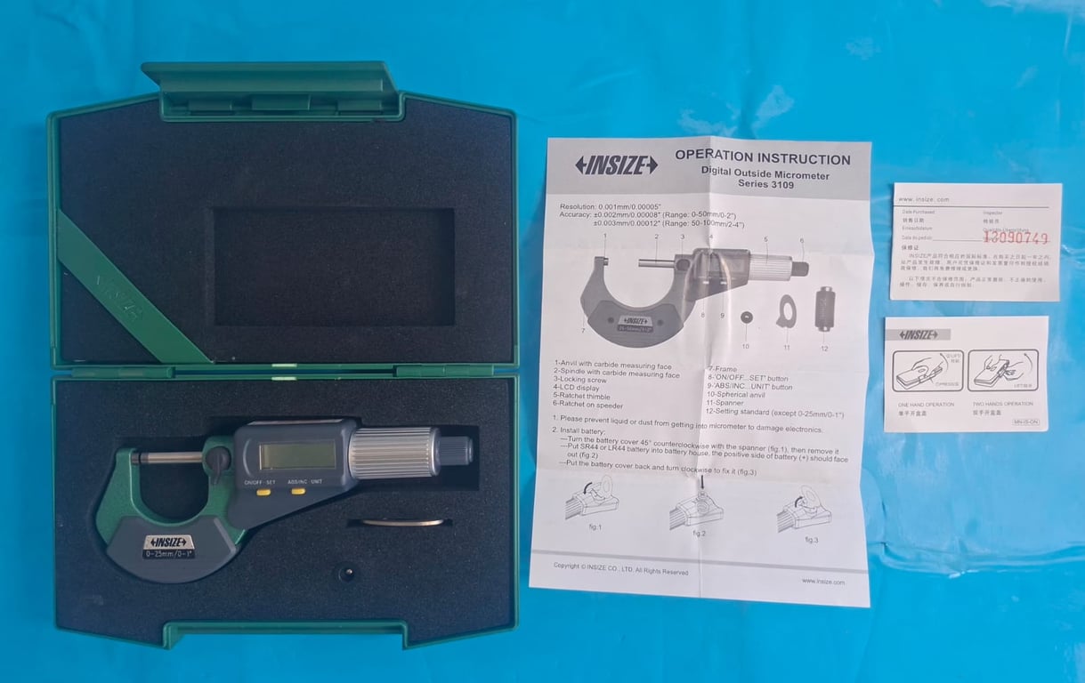 INSIZE Digital Outside Micrometer 0-25mm Code 3109 25A