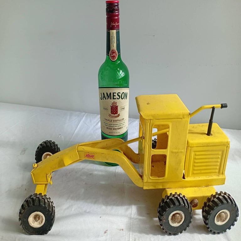 Vintage Yellow Metal Road Grader Toy Model
