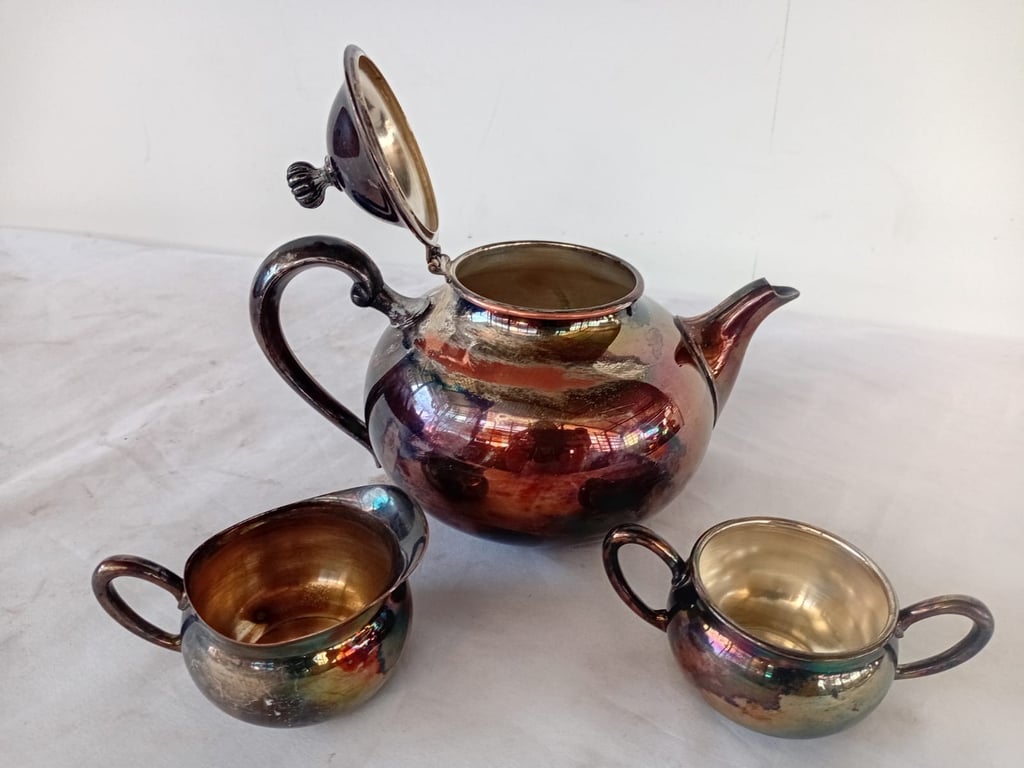 Three-Piece Silver-Plated Tea Set