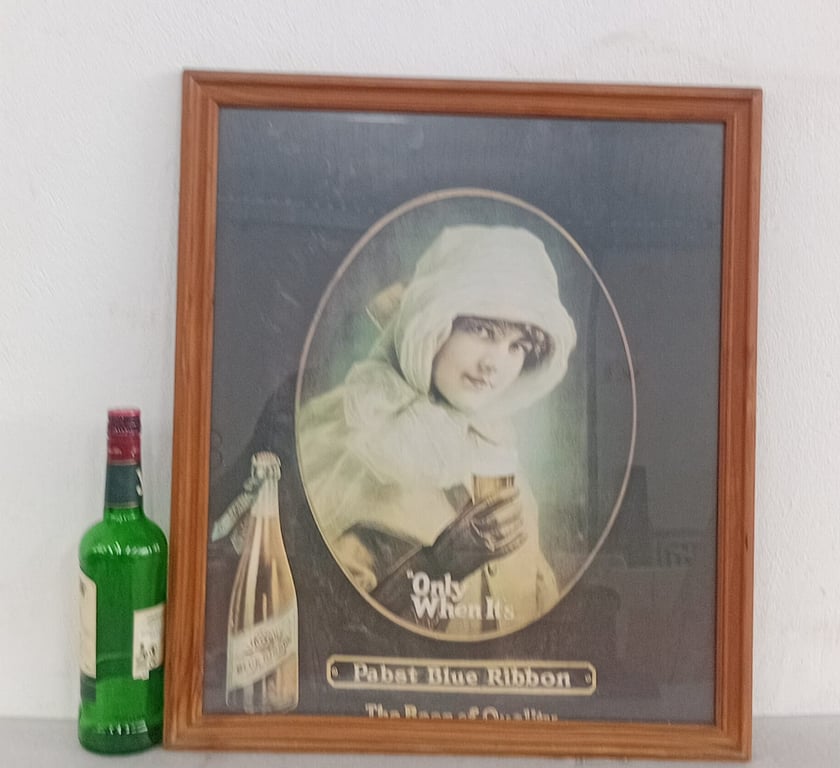 Vintage Pabst Blue Ribbon Advertising Print (Framed)