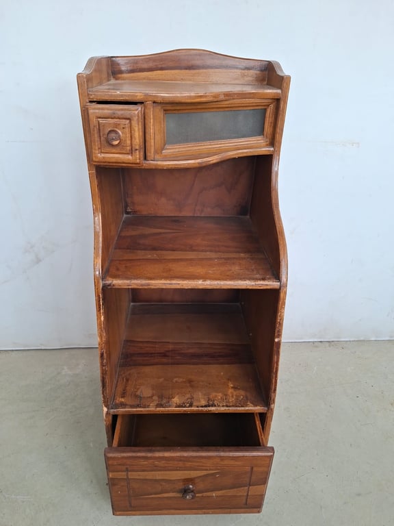 Vintage Solid Wood Corner Cabinet with Drawer