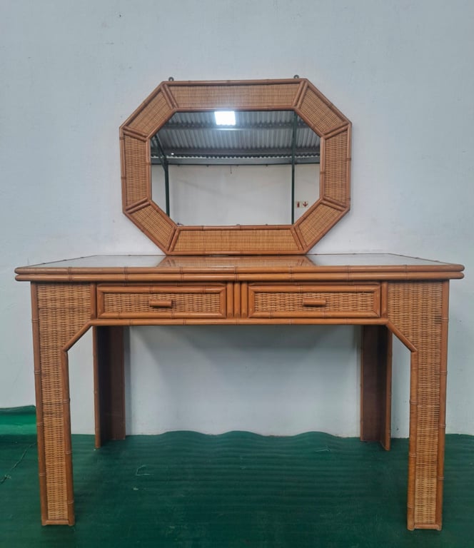 Wicker Dressing Table & Mirror