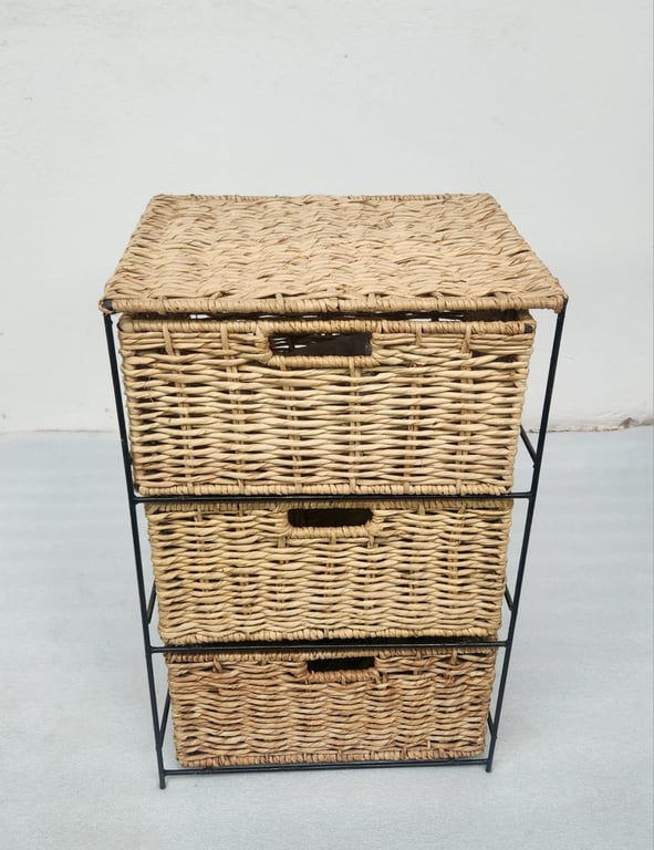 3- Drawer wicker storage unit