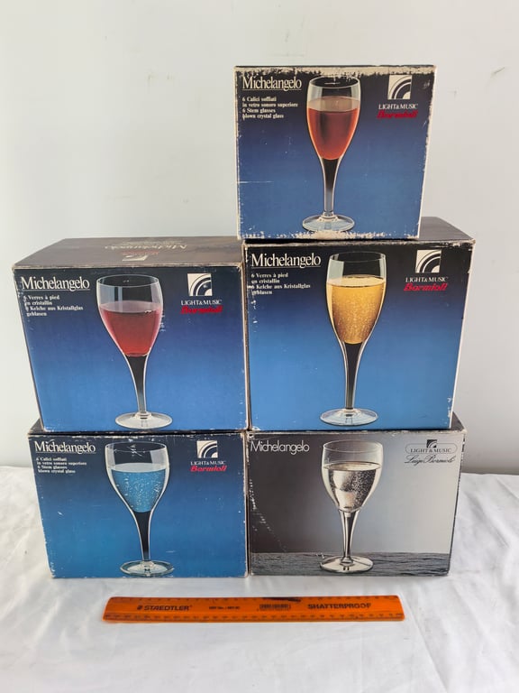 Set of 30 Michelangelo Blown Crystal Glasses - Bormioli Light & Music Collection