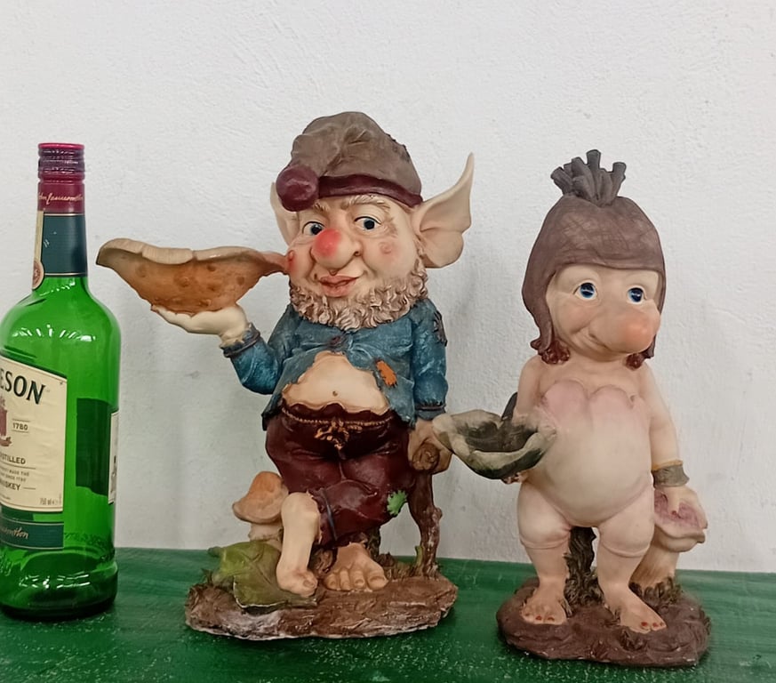 Pair of Fantasy Gnome Figurines