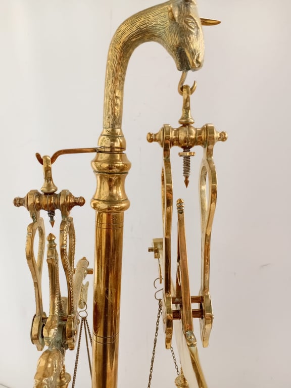 Antique Portuguese brass butcher's scale