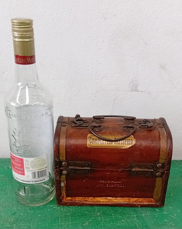 Decorative vintage-style wooden treasure chest