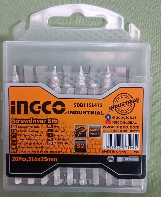 Ingco Industrial Screwdriver Bits 20PC SL6x25 mm