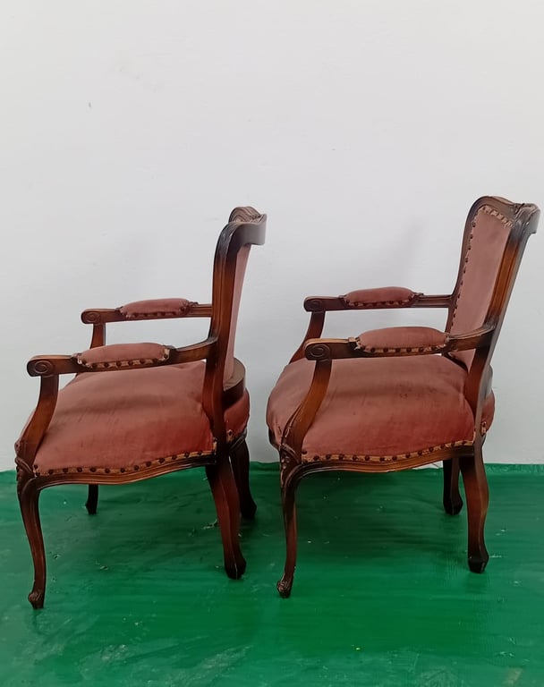 Pair of Pink Vintage Velvet Armchairs - Price per piece