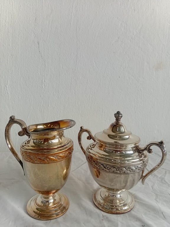 2 Piece Of Antique Silver Tea Set