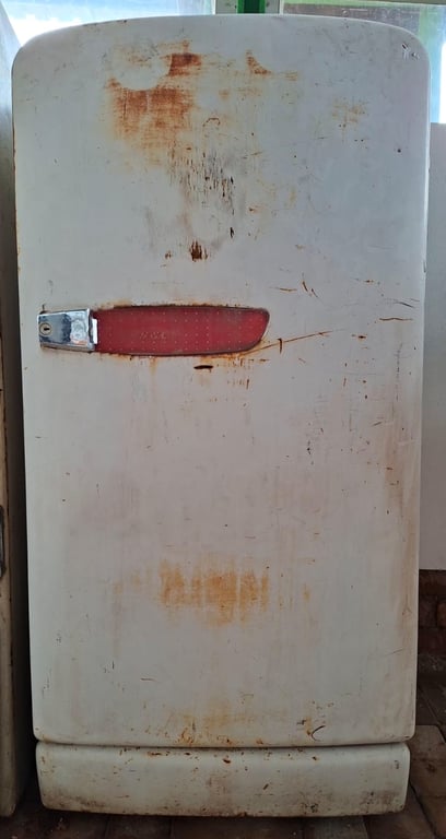 Film Prop Vintage Mid-Century Enamel Refrigerator