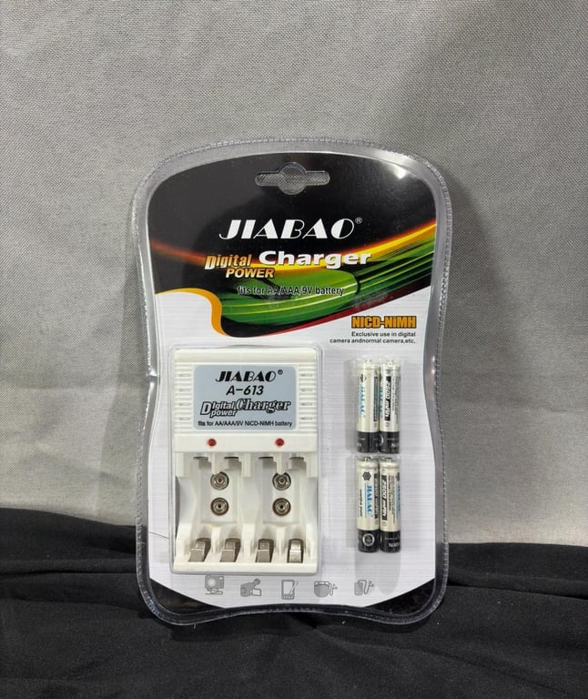 Battery Charger + 4 AA Batteries