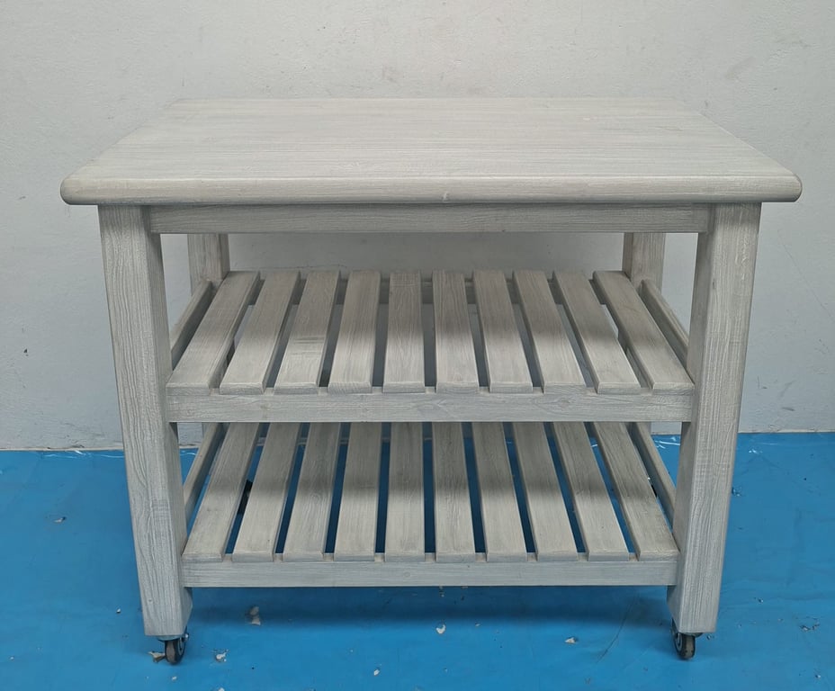 Wooden Kitchen Trolley with Glass Top