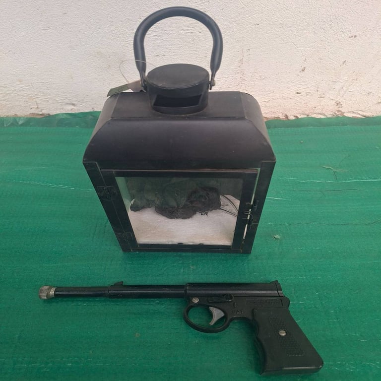 Joblot Of Lantern, Gat Air Pistol & Candle Holders
