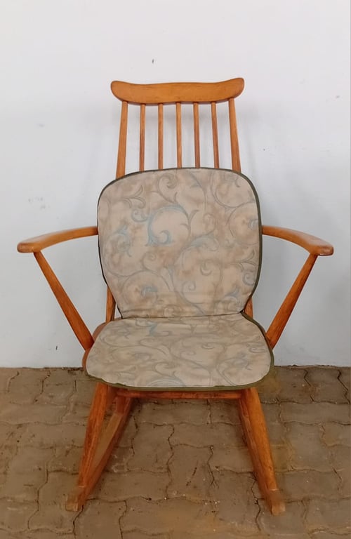 Solid Wood Rocking Chair with Cushion