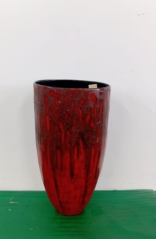 Red Glazed Ceramic Planter