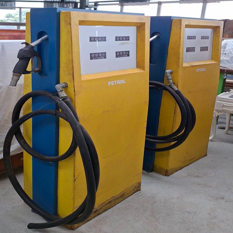 Vintage Industrial Petrol Pump Film Prop