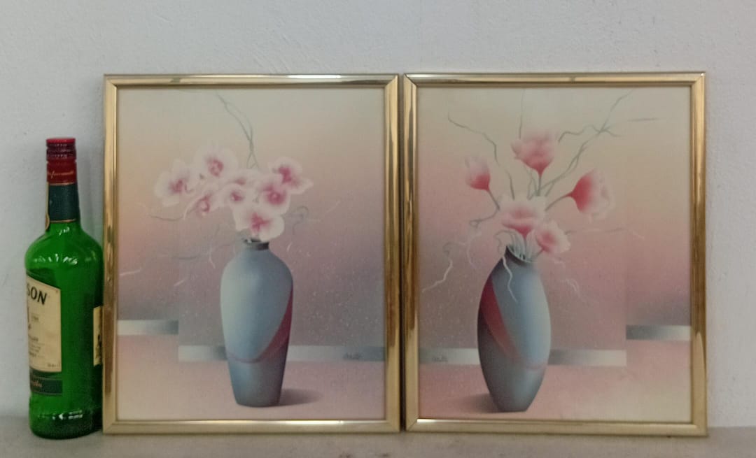 Beautiful pair of framed floral art prints