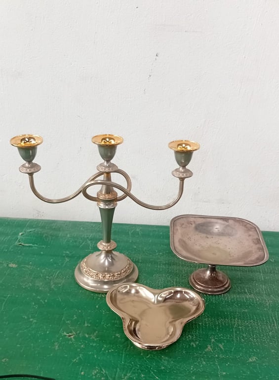 Vintage Lanthe Silver-Plated Three-Arm Candelabra