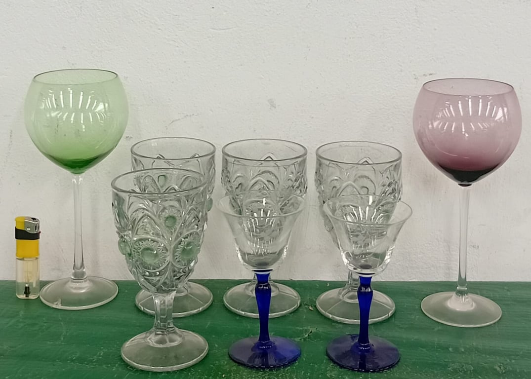 Mixed Set of Decorative Wine & Liqueur Glasses (8 Pieces)