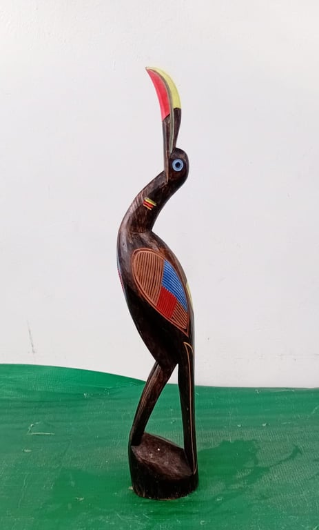 Hand-Carved Wooden Sculpture Of A Bird