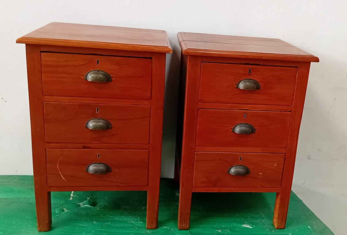 2 x wooden campaign -style bedside tables - price per piece