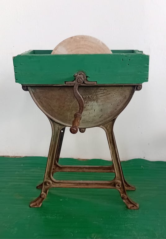 Antique Hand-Cranked Grinding Wheel