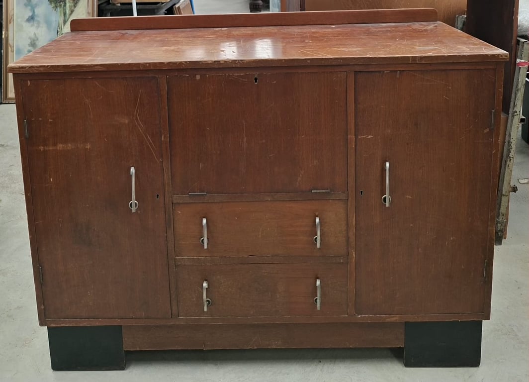 Mid-Century Modern Solid Wood Sideboard Cabinet