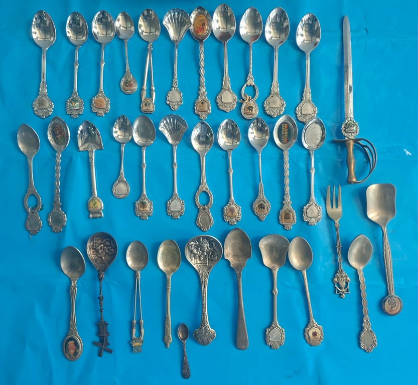 Collection of Vintage Souvenir Spoons