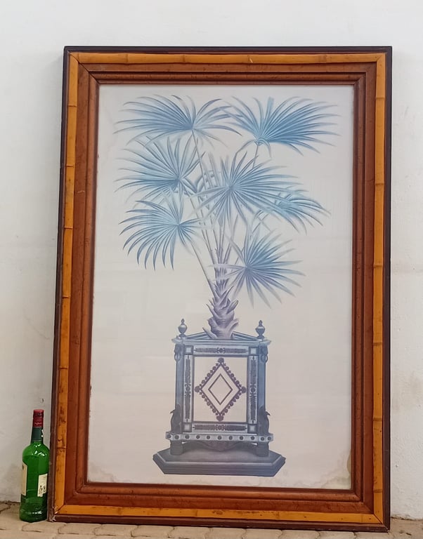 Large Framed Botanical Palm Tree Print with Decorative Planter (Statement Wall Art)