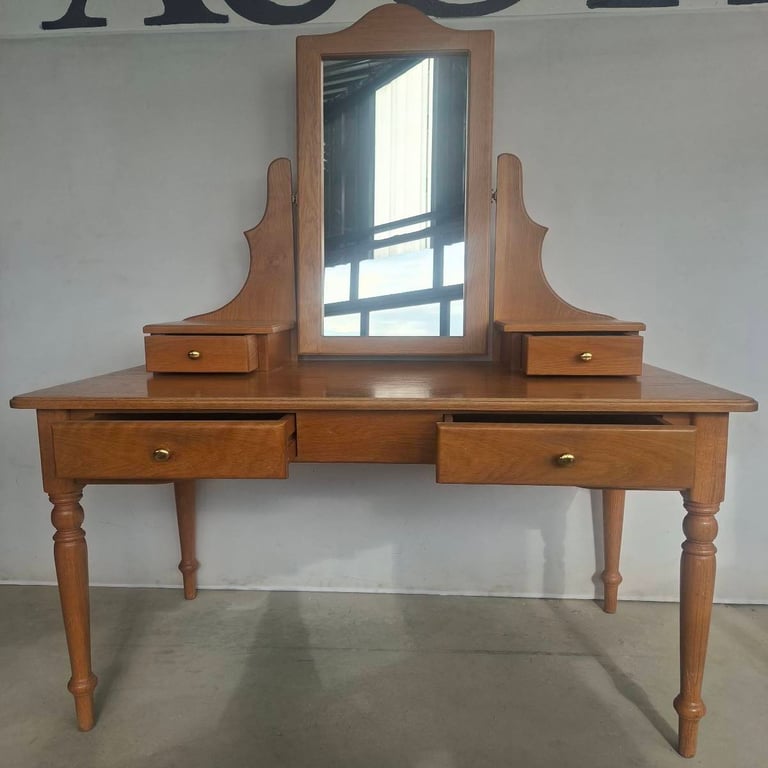 Vintage Wooden Dressing Table with Mirror