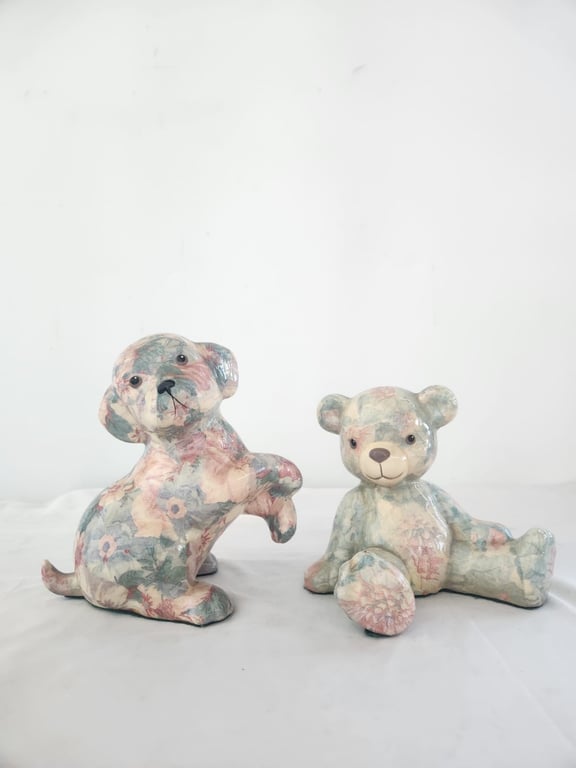 Pup and Teddie Floral Ceramic Lot