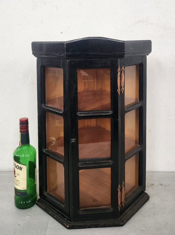 Vintage table-top corner display cabinet