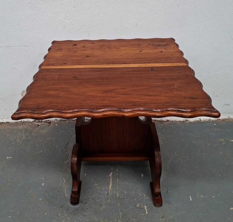 Vintage Solid Kiaat Wood Trestle Base Dining / Farmhouse Table