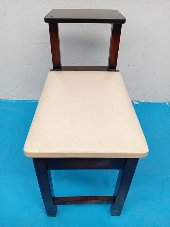 Vintage Wooden Telephone Table with Upholstered Seat