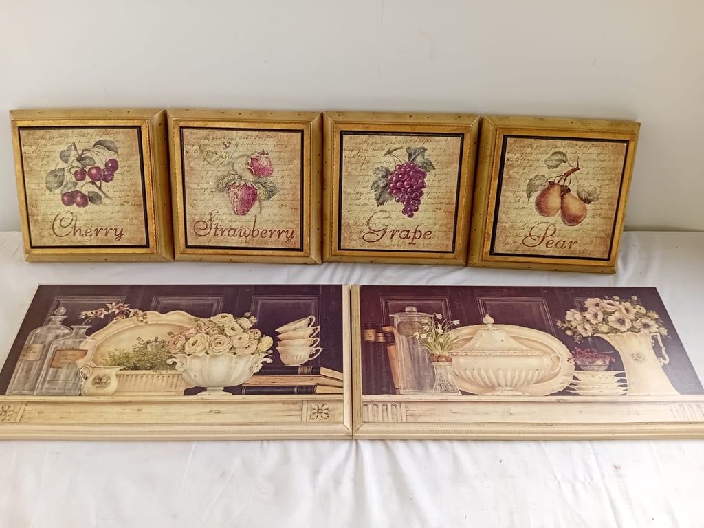 Framed Fruit & Culinary Themed Print Collection – Decorative Wall Art Set