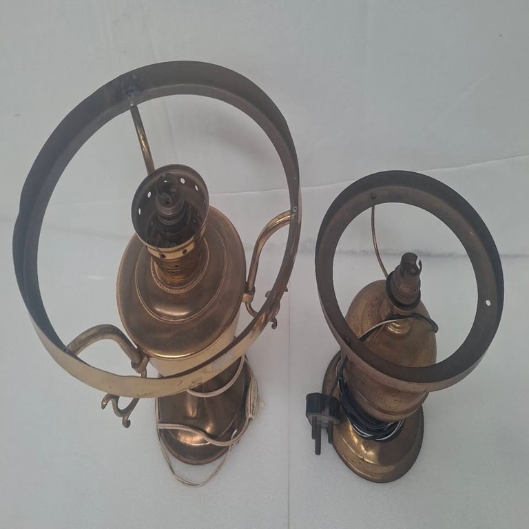Pair of Vintage Brass Oil / Kerosene Lamps